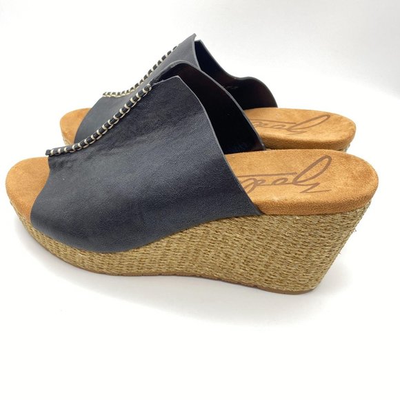 Zodiac Perla wedge sandals size 8.5 black leather - Picture 3 of 8